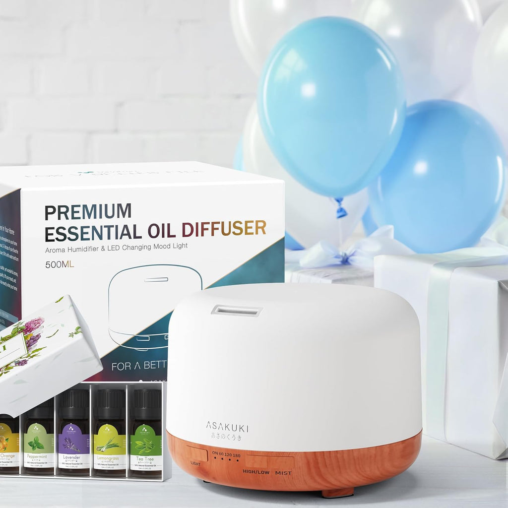 Premium Aromatherapy Diffuser Kit – 500ML with 6 Essential Oils