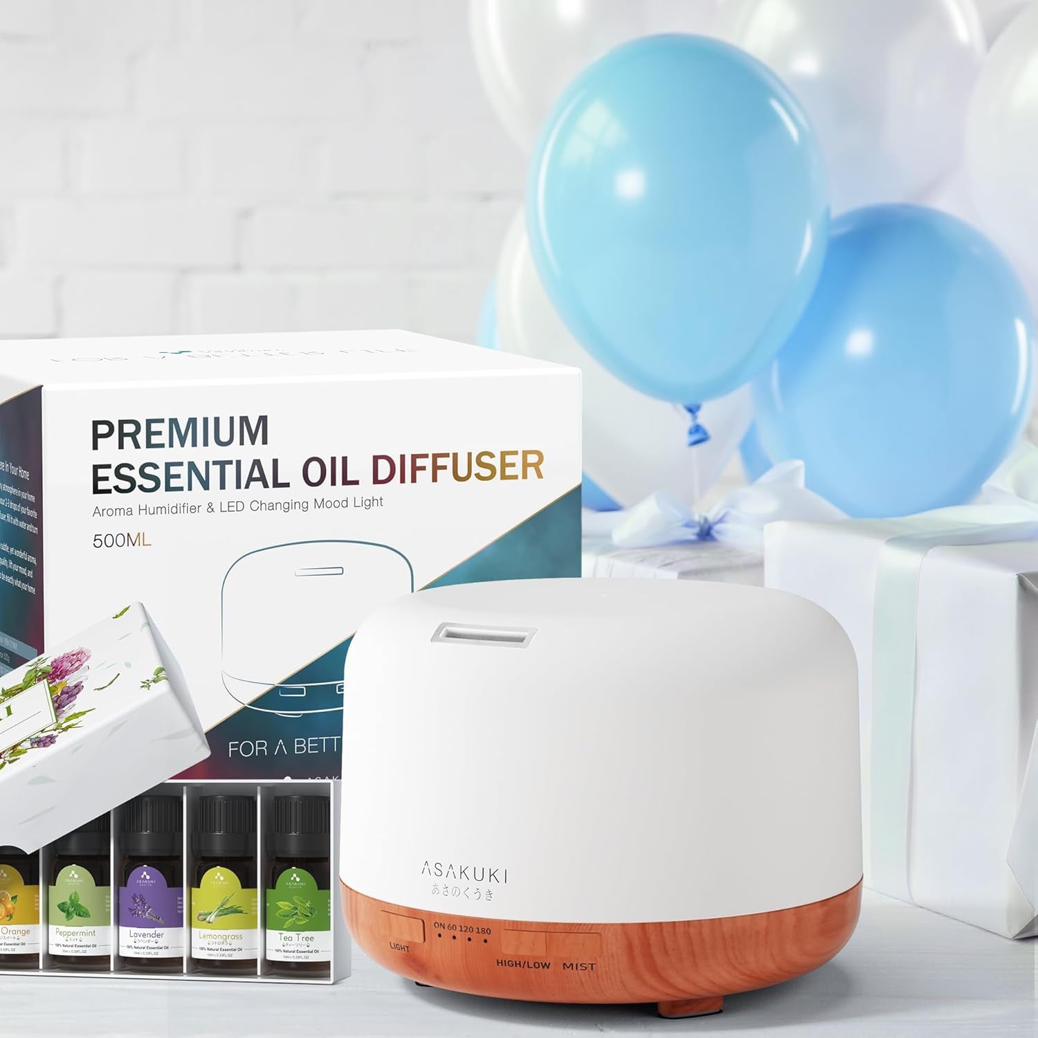 Premium Aromatherapy Diffuser Kit – 500ML with 6 Essential Oils