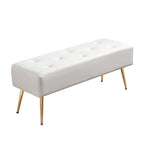 Furnimart 44 Inch Green Velvet Bench Ottoman Comfortable Footrest Stool Table Bench Dining Bench Tufting Bench Indoor Bench with Gold Legs for Living Room Bedroom Entryway (Velvet-Green)