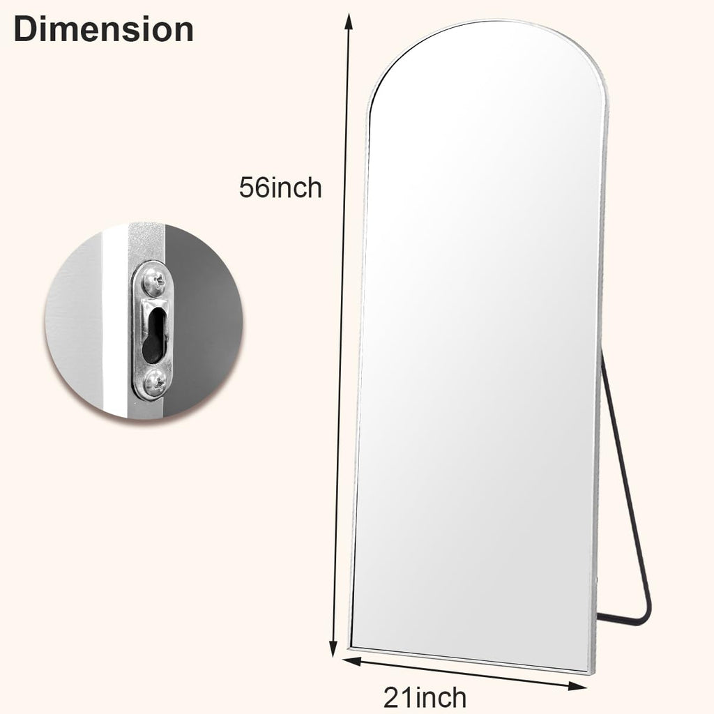 HARRITPURE 64"x21" Arched Full Length Mirror Floor Mirrors with Aluminum Alloy Frame Free-Standing Wall Mounted or Leaning Large Bedroom Dressing Mirror Modern & Contemporary Decor for Home,Black