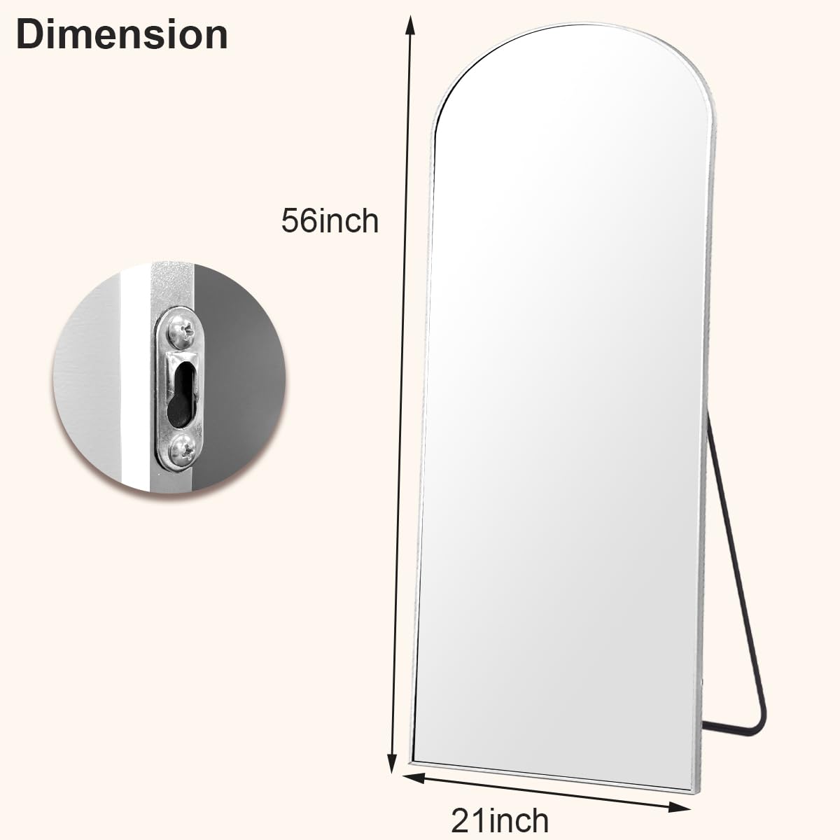 HARRITPURE 64"x21" Arched Full Length Mirror Floor Mirrors with Aluminum Alloy Frame Free-Standing Wall Mounted or Leaning Large Bedroom Dressing Mirror Modern & Contemporary Decor for Home,Black