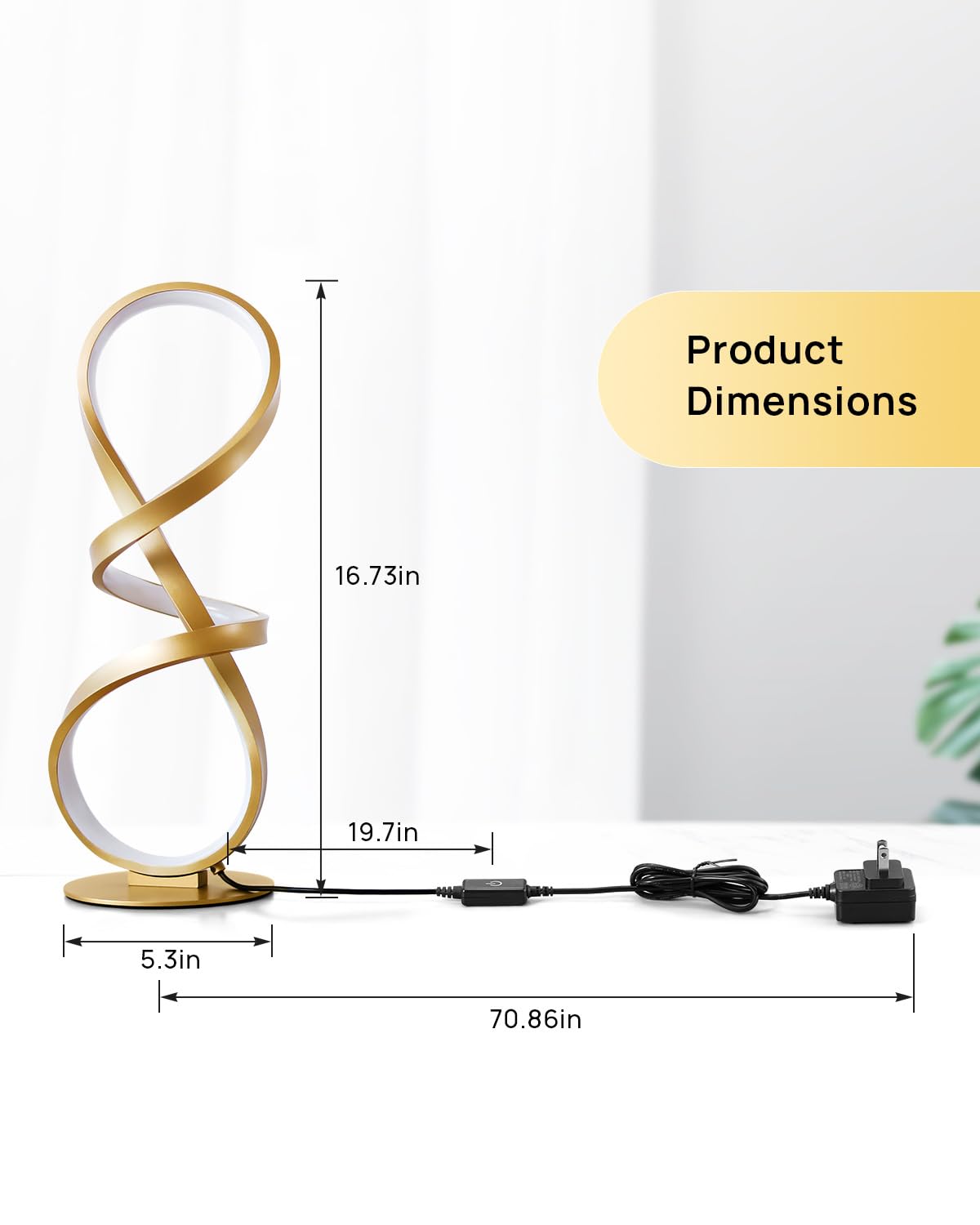 2 Pack LED Touch Dimmable Spiral Desk Lamp, 3 Color Temperature Modern Nightstand Lamp, Unique Bedside Table Lamp for Living Room, Bedroom, Cool Lamps for Ideal Gift, Gold