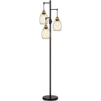 Dimmable Floor Lamp, Industrial Floor Lamps for Living Room, Gold Tree Lamp Standing Lamp Tall Lamps with 3 Elegant Teardrop Cage Head & 800 Lumens LED Bulbs for Living room Bedroom Office Dining Room