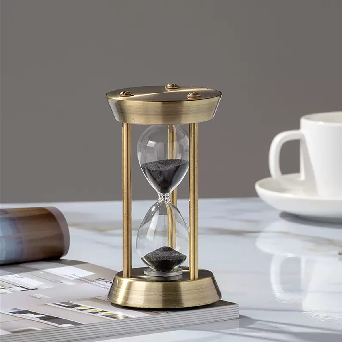 Hourglass Timer, 15 Minutes Embossed Golden Hourglass Timer,Used for Vintage Home Decoration, Office/Desk Decoration, Kitchen Wedding Gifts (P1-G42U-8VJR)
