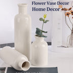 Blue Ceramic Vase Set - 3 Blue Small Vases, Farmhouse Country Flower Vase Home Decor, Living Room Decoration, Table Decoration, Fireplace Decor, and Entrance Decorations Centerpieces