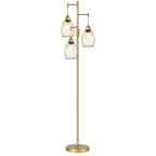 Dimmable Floor Lamp, Industrial Floor Lamps for Living Room, Gold Tree Lamp Standing Lamp Tall Lamps with 3 Elegant Teardrop Cage Head & 800 Lumens LED Bulbs for Living room Bedroom Office Dining Room