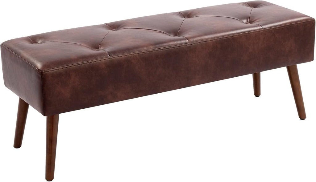 Furnimart 44 Inch Green Velvet Bench Ottoman Comfortable Footrest Stool Table Bench Dining Bench Tufting Bench Indoor Bench with Gold Legs for Living Room Bedroom Entryway (Velvet-Green)