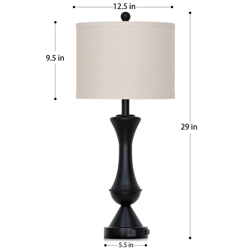 29" Gold Modern Table Lamps Set of 2, 3-Way Dimmable Touch Lamps for Nightstand with USB A+C & Outlets,Brass Lamps for Living Room, Bedroom, Nightstand, Entryway(2 Bulbs Included)