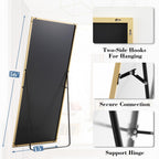 DUMOS Arched Full Length Mirror with Stand 64"x21" Floor Standing Aluminum Frame for Bedroom Body Hanging Leaning Modern Simple Home Decor Shatter-proorf Nano Glass Wall Living Room Cloakroom Black