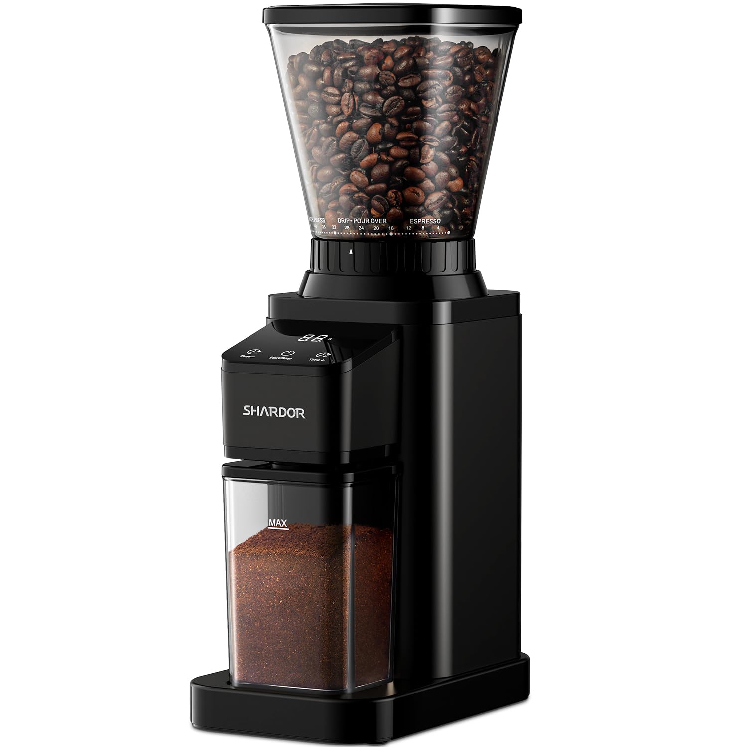 SHARDOR Professional Conical Burr Coffee Grinder, Coffee Bean Grinder with 48 Grind Settings for Espresso, Drip & French Press, Upgraded Anti-Static Technology, Precision Timer, Stainless Steel