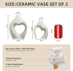 Zormon White Vases for Decor, Heart Shaped Ceramic Vase Set of 2, Nordic Heart Shaped Vases, Minimalist Decorative Vase for Table Centerpiece Wedding Dining Living Room Office House Decoration