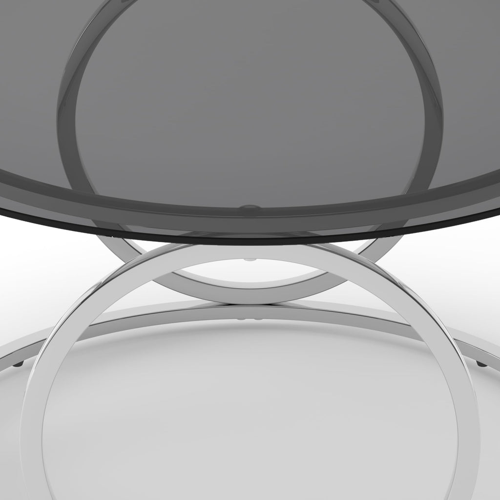32" Tempered Glass Round Coffee Table Modern Gold Frame Ring Base Single-Layer Circle Living Room Center Tables