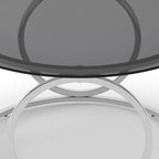 32" Tempered Glass Round Coffee Table Modern Gold Frame Ring Base Single-Layer Circle Living Room Center Tables