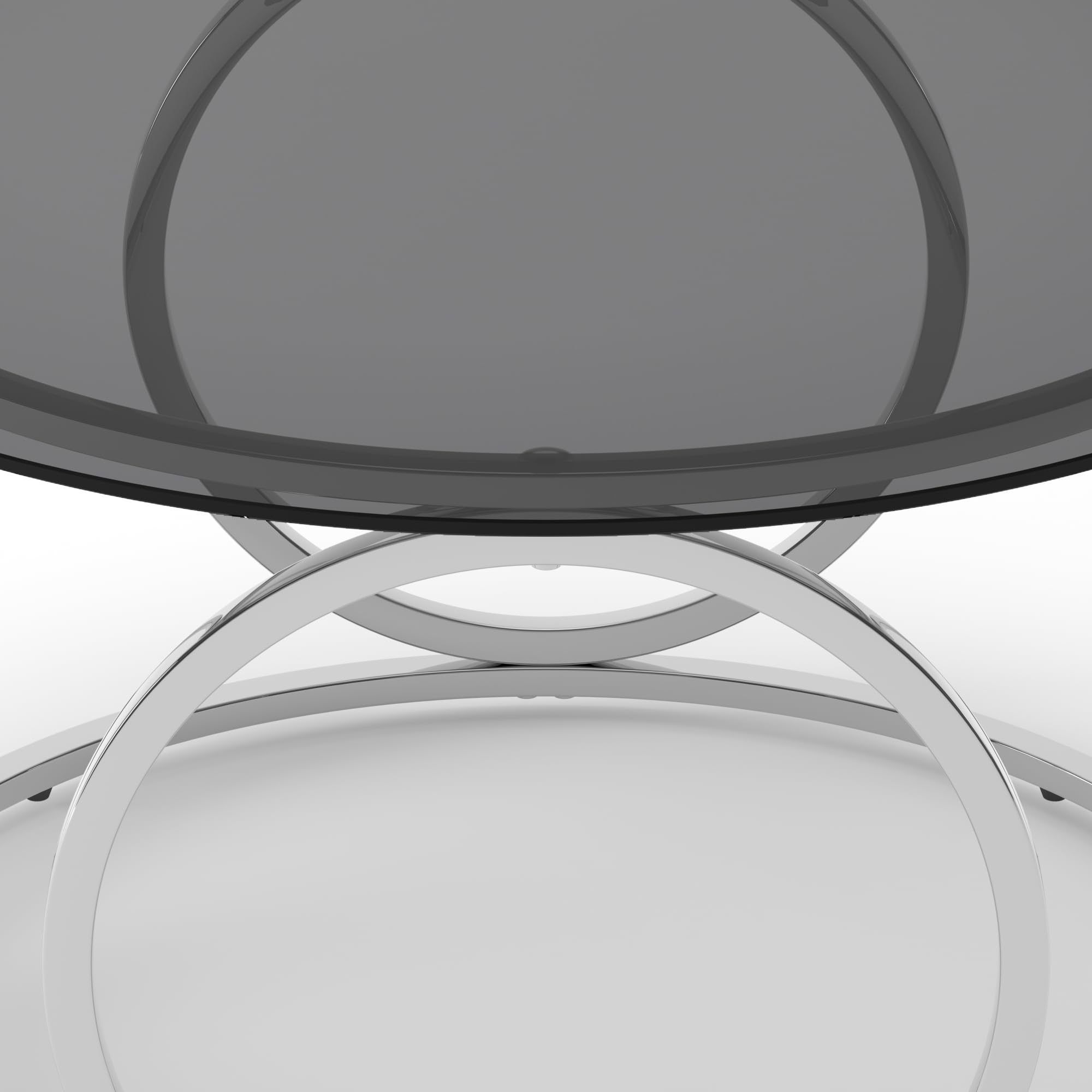 32" Tempered Glass Round Coffee Table Modern Gold Frame Ring Base Single-Layer Circle Living Room Center Tables