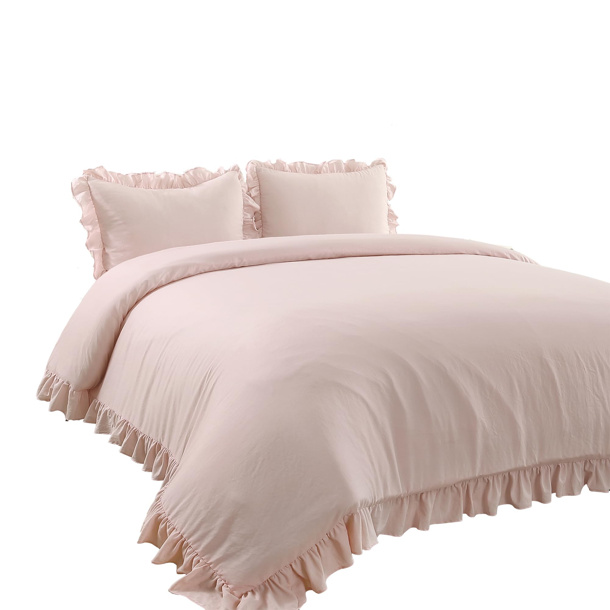 Lush Decor Reyna Ruffle Comforter Set - 3 Piece Cozy Ruffled Bedding Set - Timeless Elegance and Comfort for Bedroom - King, Gray