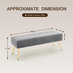 Furnimart 44 Inch Green Velvet Bench Ottoman Comfortable Footrest Stool Table Bench Dining Bench Tufting Bench Indoor Bench with Gold Legs for Living Room Bedroom Entryway (Velvet-Green)