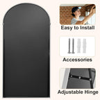 HARRITPURE 64"x21" Arched Full Length Mirror Floor Mirrors with Aluminum Alloy Frame Free-Standing Wall Mounted or Leaning Large Bedroom Dressing Mirror Modern & Contemporary Decor for Home,Black