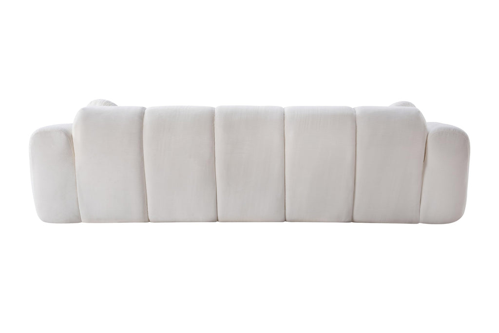 98.4-Inch Oversized Boneless Cloud Couches Deep Seat Foam Sofa Couch with 2 Round Toss Pillows, Luxury Corduroy Upholstered 3 Seat Tufted Loveseat, Cloud Sofa in a Box