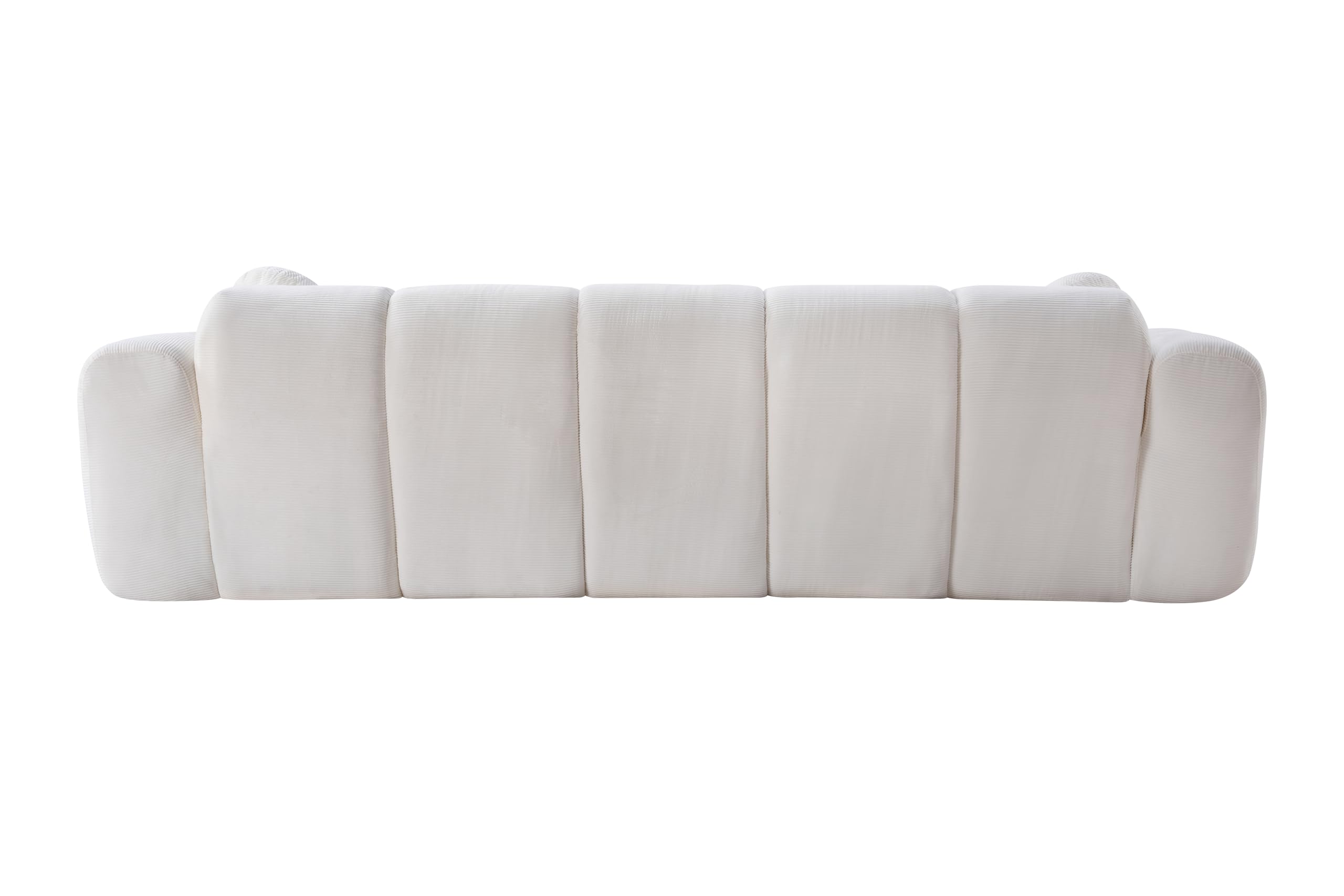 98.4-Inch Oversized Boneless Cloud Couches Deep Seat Foam Sofa Couch with 2 Round Toss Pillows, Luxury Corduroy Upholstered 3 Seat Tufted Loveseat, Cloud Sofa in a Box