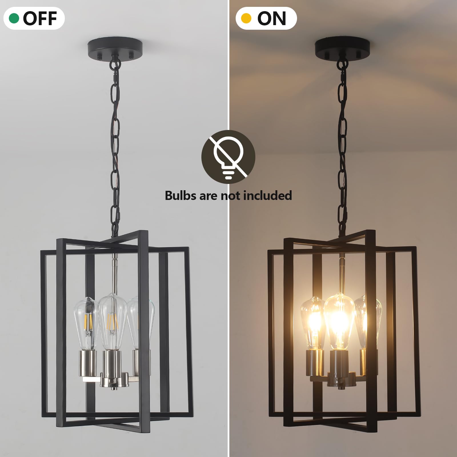 Black Gold Chandelier for Dining Room, Modern Farmhouse 3 Light Entryway Pendant Light Fixture Adjustable Geometric Industrial Rustic Foyer Light for Living Room Kitchen Island Hallway Bedroom