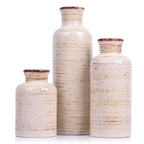 Blue Ceramic Vase Set - 3 Blue Small Vases, Farmhouse Country Flower Vase Home Decor, Living Room Decoration, Table Decoration, Fireplace Decor, and Entrance Decorations Centerpieces