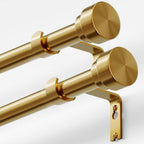 Oneach Heavy Duty Curtain Rods for Windows 72 to 144 Inch, 1 Inch Brass Gold Curtain Rod, Adjustable Length Rod with Metal Finials, Modern Decorative for Bedroom Kitchen Living Room (16 to 150 Inch)