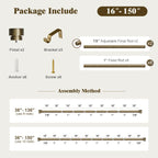 Oneach Heavy Duty Curtain Rods for Windows 72 to 144 Inch, 1 Inch Brass Gold Curtain Rod, Adjustable Length Rod with Metal Finials, Modern Decorative for Bedroom Kitchen Living Room (16 to 150 Inch)