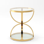32" Tempered Glass Round Coffee Table Modern Gold Frame Ring Base Single-Layer Circle Living Room Center Tables
