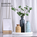 Blue Ceramic Vase Set - 3 Blue Small Vases, Farmhouse Country Flower Vase Home Decor, Living Room Decoration, Table Decoration, Fireplace Decor, and Entrance Decorations Centerpieces