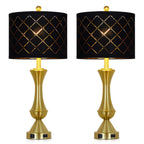 29" Gold Modern Table Lamps Set of 2, 3-Way Dimmable Touch Lamps for Nightstand with USB A+C & Outlets,Brass Lamps for Living Room, Bedroom, Nightstand, Entryway(2 Bulbs Included)