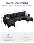 TYBOATLE 88" W Blue Faux Leather L Shaped Sectional Couches w/Side Pockets, Comfy Modular Convertible Sofas w/USB, Office Sofa Set with Chaise for Living Room, Bedroom (Blue, 3L)