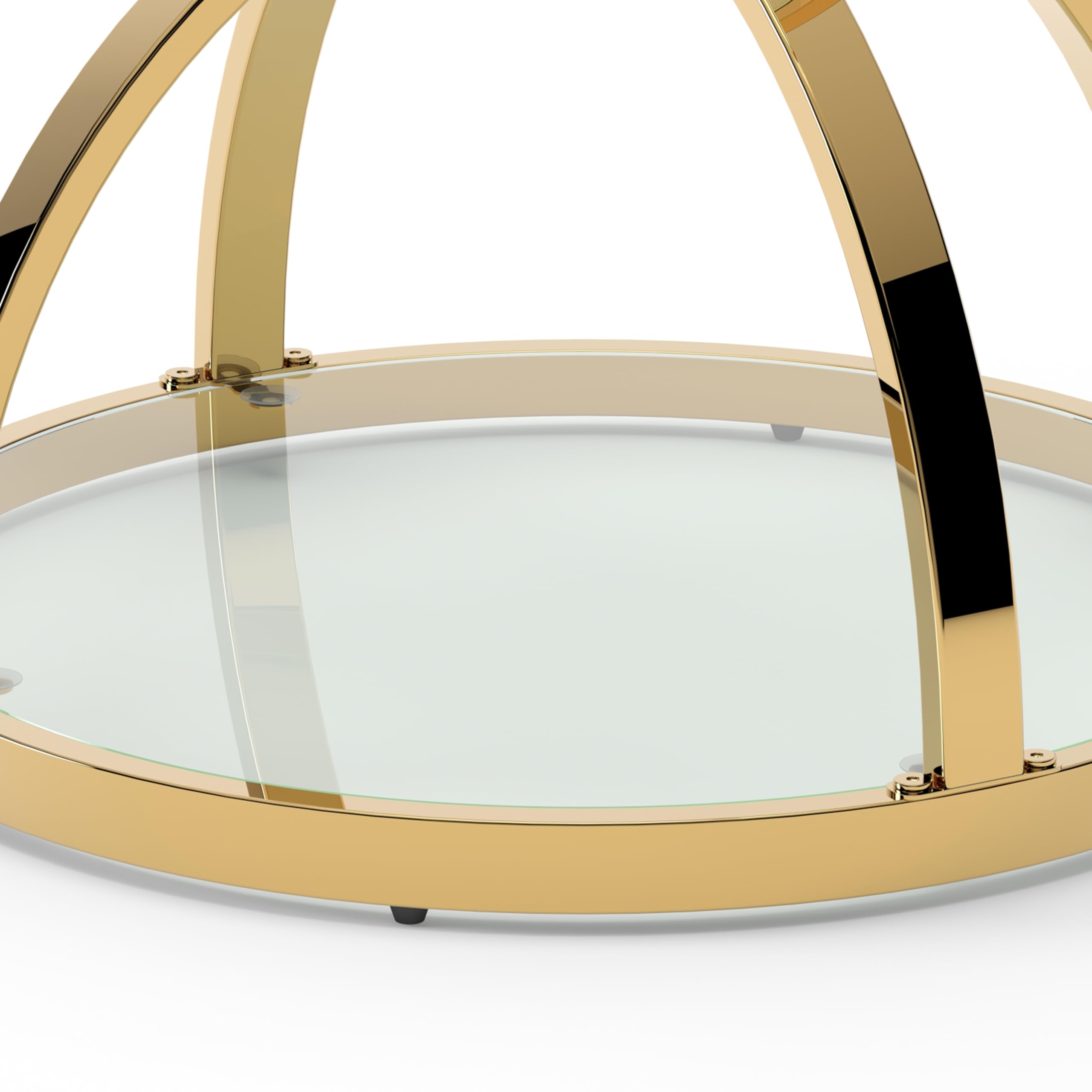 32" Tempered Glass Round Coffee Table Modern Gold Frame Ring Base Single-Layer Circle Living Room Center Tables