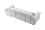 98.4-Inch Oversized Boneless Cloud Couches Deep Seat Foam Sofa Couch with 2 Round Toss Pillows, Luxury Corduroy Upholstered 3 Seat Tufted Loveseat, Cloud Sofa in a Box