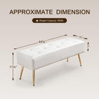 Furnimart 44 Inch Green Velvet Bench Ottoman Comfortable Footrest Stool Table Bench Dining Bench Tufting Bench Indoor Bench with Gold Legs for Living Room Bedroom Entryway (Velvet-Green)