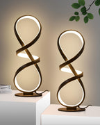 2 Pack LED Touch Dimmable Spiral Desk Lamp, 3 Color Temperature Modern Nightstand Lamp, Unique Bedside Table Lamp for Living Room, Bedroom, Cool Lamps for Ideal Gift, Gold
