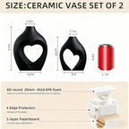 Zormon White Vases for Decor, Heart Shaped Ceramic Vase Set of 2, Nordic Heart Shaped Vases, Minimalist Decorative Vase for Table Centerpiece Wedding Dining Living Room Office House Decoration