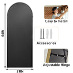 HARRITPURE 64"x21" Arched Full Length Mirror Floor Mirrors with Aluminum Alloy Frame Free-Standing Wall Mounted or Leaning Large Bedroom Dressing Mirror Modern & Contemporary Decor for Home,Black