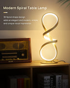 2 Pack LED Touch Dimmable Spiral Desk Lamp, 3 Color Temperature Modern Nightstand Lamp, Unique Bedside Table Lamp for Living Room, Bedroom, Cool Lamps for Ideal Gift, Gold