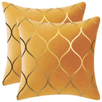 DEZENE 12x20 Inch Gold Velvet Throw Pillow Covers: 2 Pack Rectangular Decorative Pillow Cases for Bedroom Sofa Couch Living Room, Black