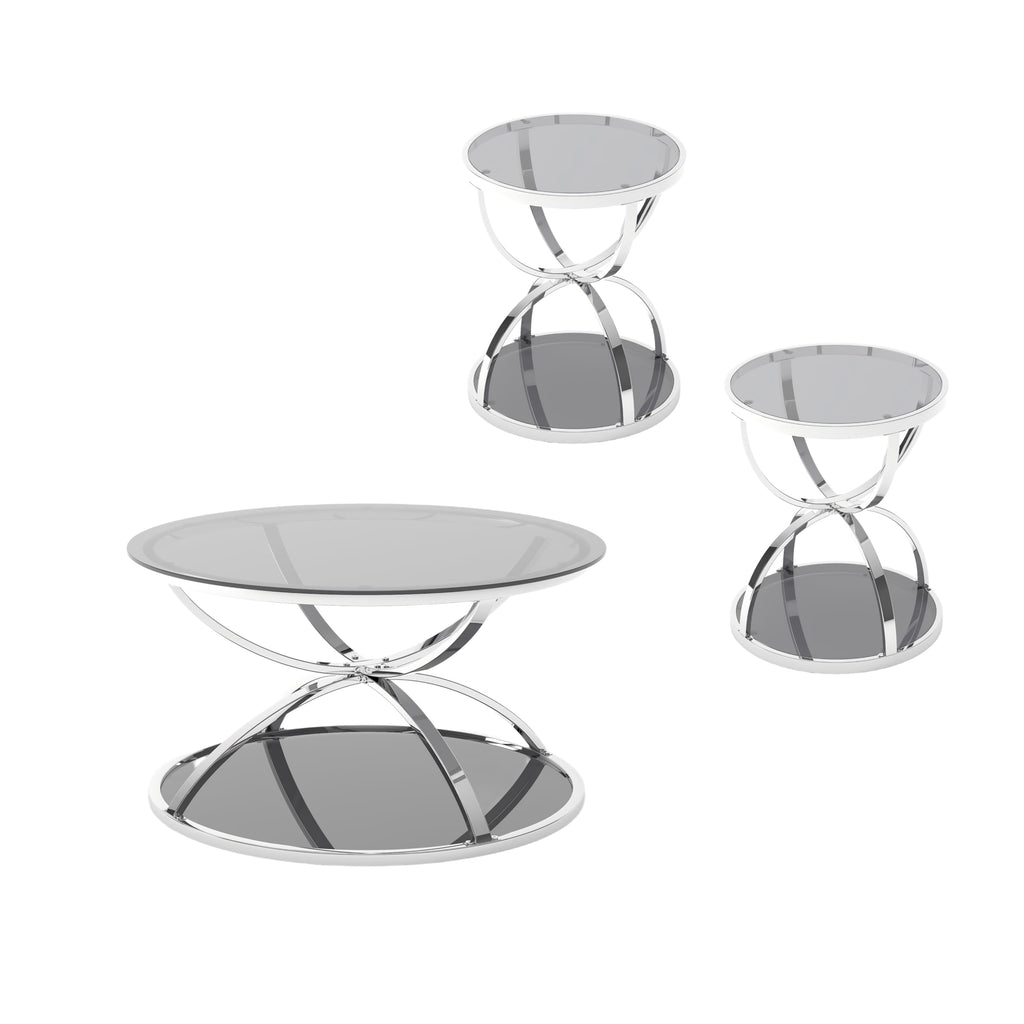 32" Tempered Glass Round Coffee Table Modern Gold Frame Ring Base Single-Layer Circle Living Room Center Tables