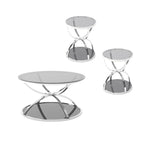 32" Tempered Glass Round Coffee Table Modern Gold Frame Ring Base Single-Layer Circle Living Room Center Tables