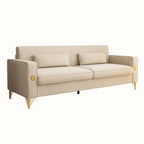 KEIKI 86" Oversized Luxury Velvet Sofa with Armrest and Removable Plush Cushions, Modern Style Gold Accents 3-Seater Couch with Solid Legs, Easy Assembly, for Living Room, Apartment, Green