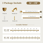 Oneach Heavy Duty Curtain Rods for Windows 72 to 144 Inch, 1 Inch Brass Gold Curtain Rod, Adjustable Length Rod with Metal Finials, Modern Decorative for Bedroom Kitchen Living Room (16 to 150 Inch)