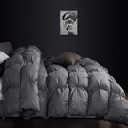 Luxurious White Solid Heavy Weight, Palatial King Size Goose Feathers Down Comforter for Winter Weather, 120 X 98 inches, Premium Baffle Box, 100% Egyptian Cotton Cover, 95 oz. Fill Weight