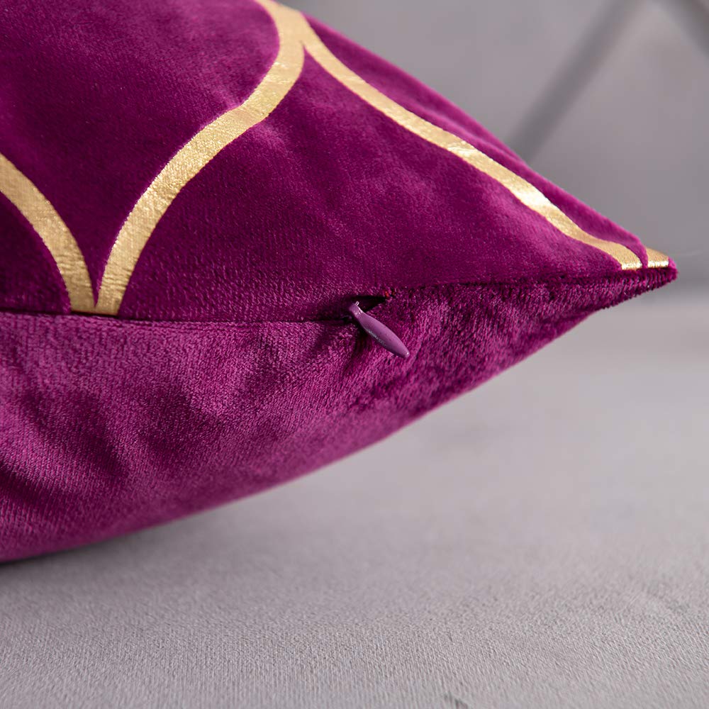DEZENE 12x20 Inch Gold Velvet Throw Pillow Covers: 2 Pack Rectangular Decorative Pillow Cases for Bedroom Sofa Couch Living Room, Black