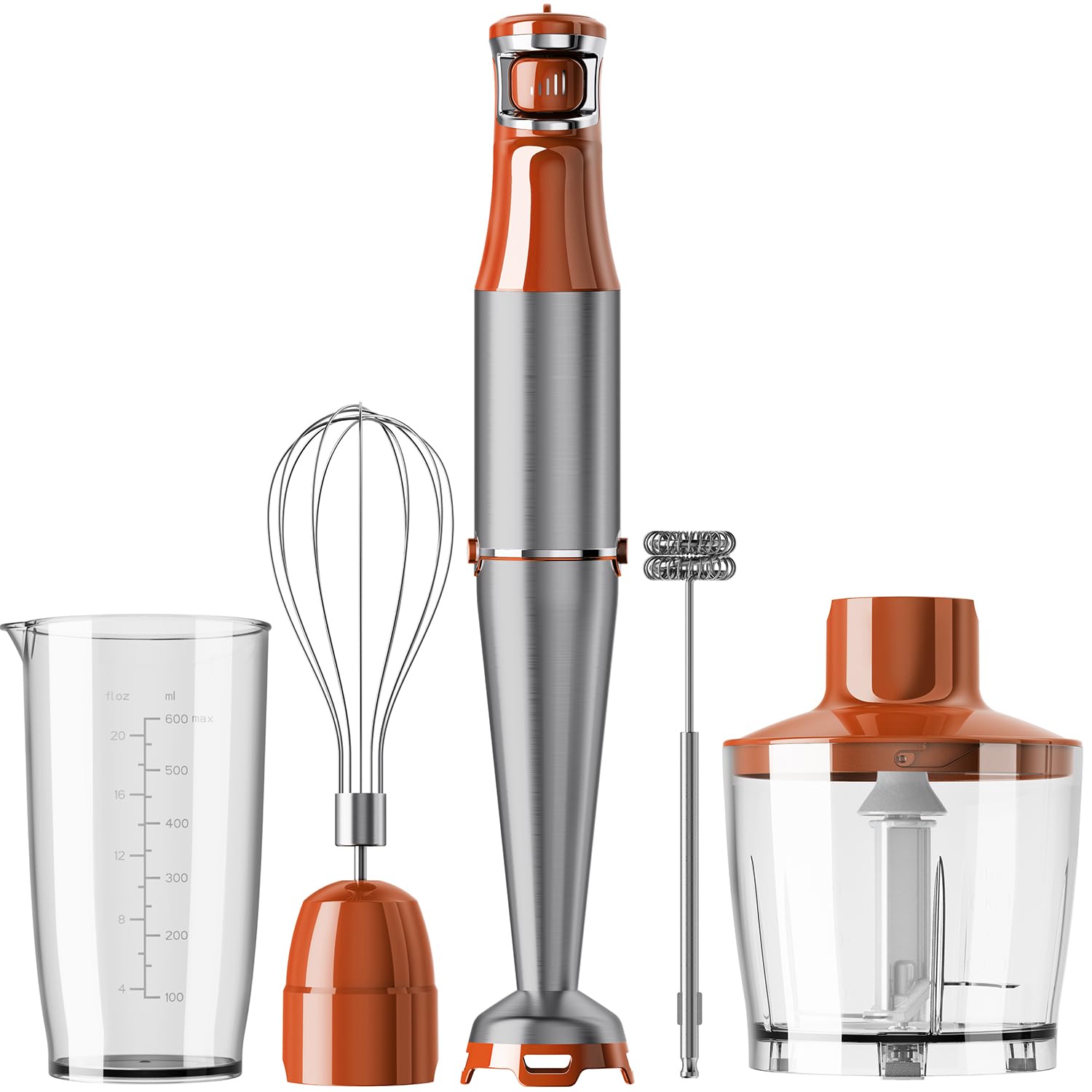 Turelar Immersion Blender Handheld Corded Hand Blenders Set 1100W, Trigger Variable Speed 5 in 1 Stick Emulsifier with Chopper, Whisk and Frother for Soup, Baby Food and Smoothies, Navy Blue