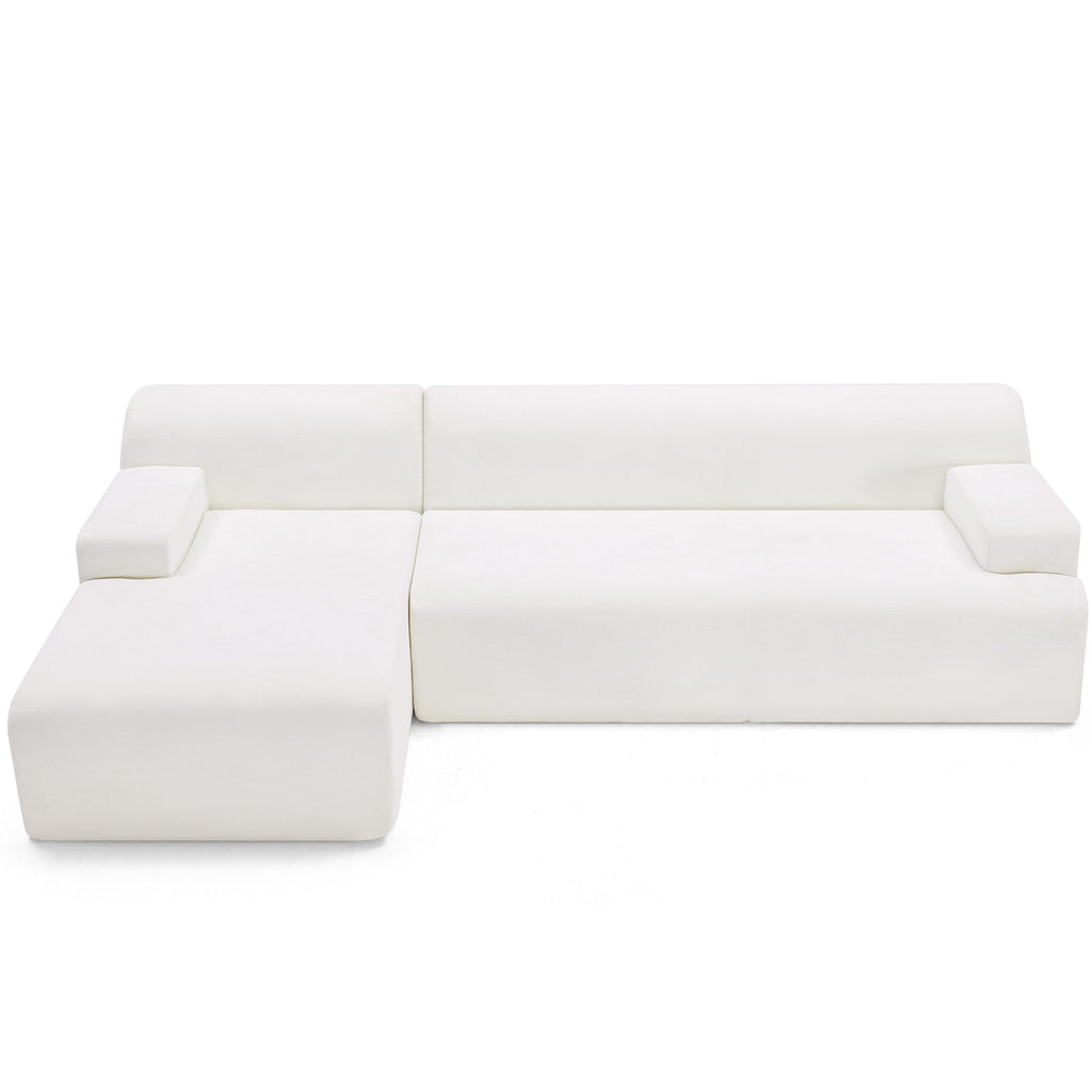 108” Modular Sectional Sofa, Cloud Sectional Couch with Deep Seat, Modern Modular L-Shape Sofa Couch with Chaise,Upholstered Boneless Couches for Living Room Bedroom (Beige, Left Facing Chaise)