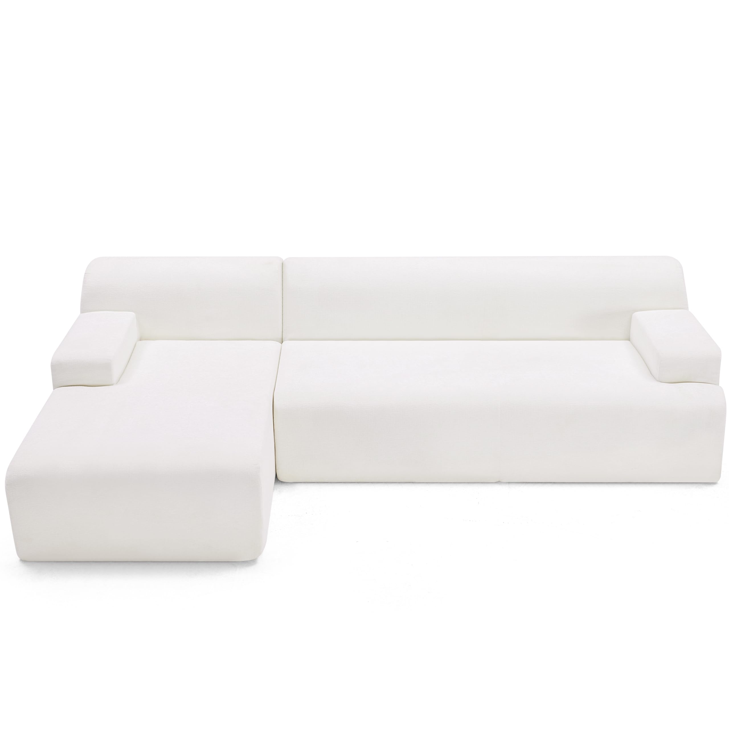 108” Modular Sectional Sofa, Cloud Sectional Couch with Deep Seat, Modern Modular L-Shape Sofa Couch with Chaise,Upholstered Boneless Couches for Living Room Bedroom (Beige, Left Facing Chaise)