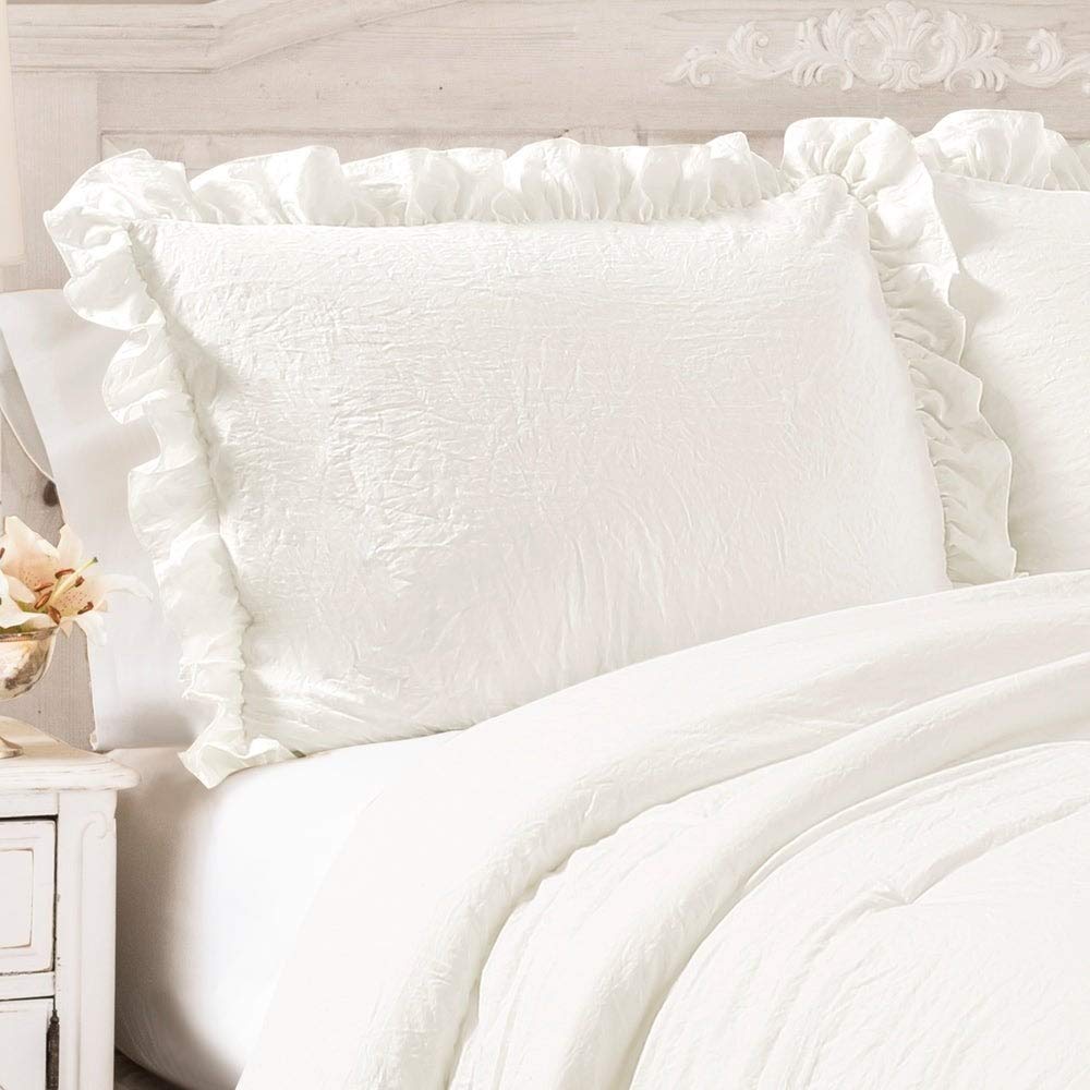 Lush Decor Reyna Ruffle Comforter Set - 3 Piece Cozy Ruffled Bedding Set - Timeless Elegance and Comfort for Bedroom - King, Gray