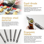 Kitchen Utensil Set-Silicone Cooking Utensils-33 Kitchen Gadgets & Spoons for Nonstick Cookware-Silicone and Stainless Steel Spatula Set-Best Kitchen Tools, Useful Pots (Khaki)